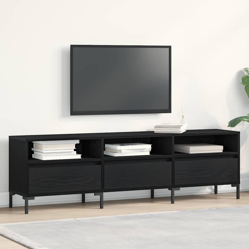 TV Cabinet Black oak 150 x 30 x 44.5 cm Engineered wood